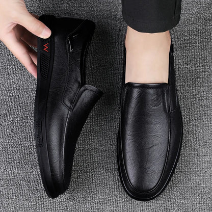 Men’s Business Casual Shoes – Handmade Layered Cowhide Leather with Durable Rubber Bottom for Office & Leisure
