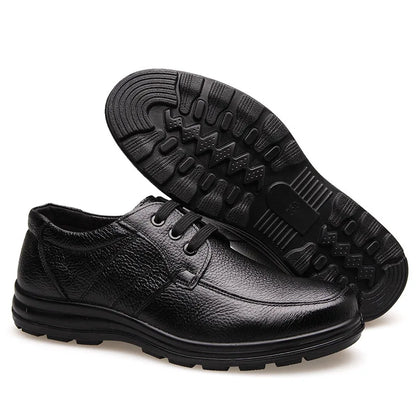 Men’s Genuine Leather Shoes – Soft Cowhide Flats for Business & Casual Wear