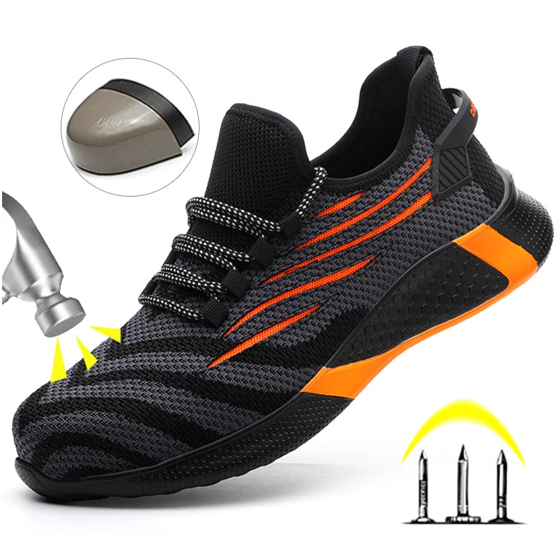 Men’s Safety Work Shoes – Anti-Puncture Indestructible Sneakers, Lightweight Protective Boots