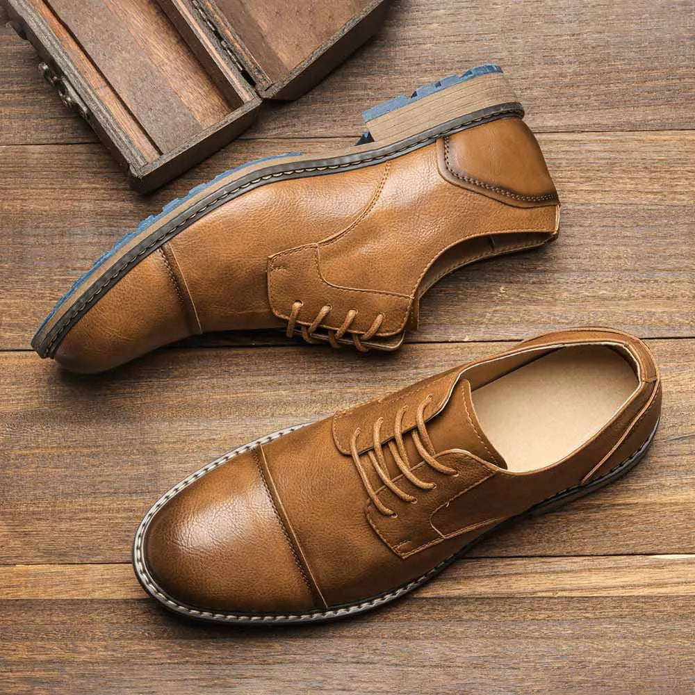 Retro Men's Derby Shoes 2024 New Men Casual shoes Fashion Men Leather Shoes #AL6604