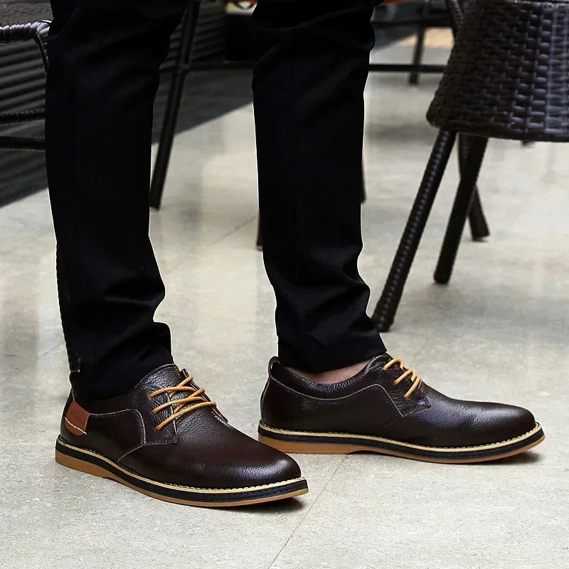 Men’s Oxford Shoes – Genuine Leather Brogue Lace-Up Dress Footwear, Italian Luxury Brand Moccasins & Loafers, Plus Size 38–48