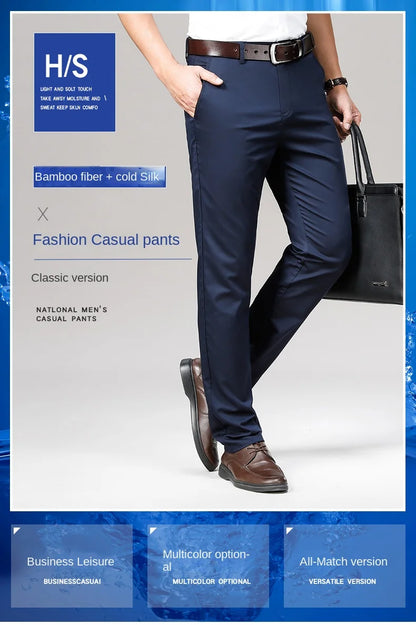 Cool & Comfortable Men’s Summer Trousers – Smart Bamboo Fiber Blend for Work or Casual