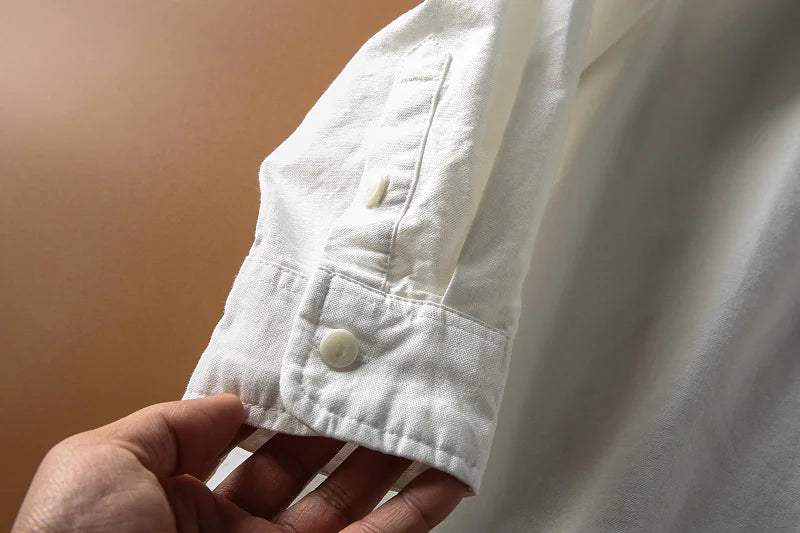 Japanese Short Sleeve Loose Fit Ox Cloth Men's Breathable Cotton