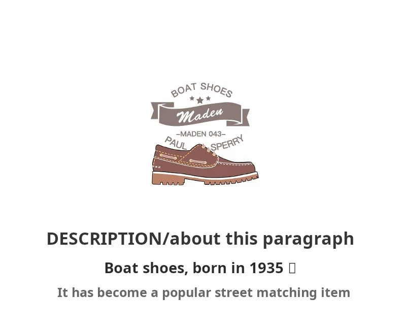 Maden Men's Vintage Second-layer Cowhide Boat Shoes Genuine Leather Derby Shoes Round Toe Low Top Boots British Style Work Shoes