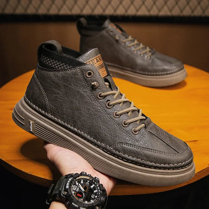 New Men’s Leather Chelsea Boots – High-Top Work & Casual Fashion Shoes, Versatile Trendy Ankle Boots