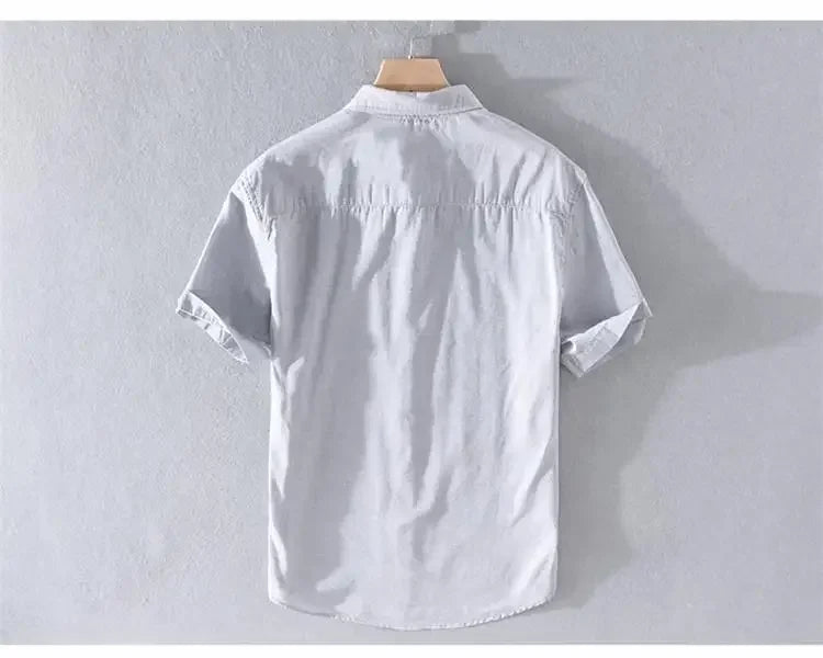 Relaxed Japanese Style Linen Shirt – Breezy Summer Comfort with Artistic Charm