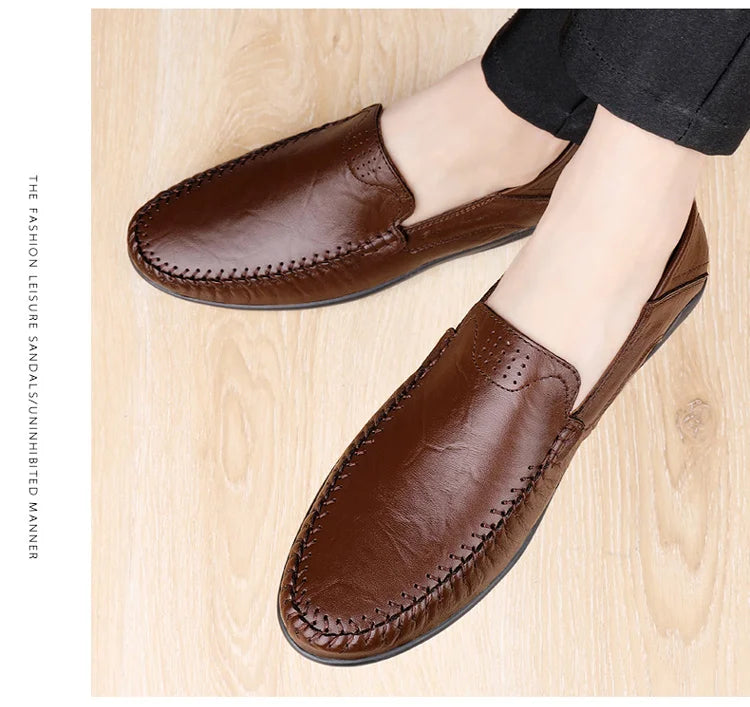 CLOHOO Men’s Business Casual Leather Shoes – Comfortable Breathable Cowhide with Durable Rubber Sole