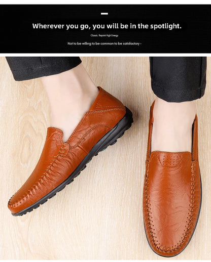 CLOHOO Men’s Business Casual Leather Shoes – Comfortable Breathable Cowhide with Durable Rubber Sole