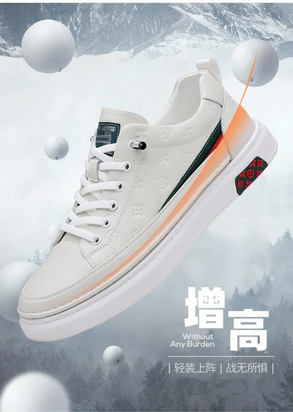 Men’s Genuine Leather Sneakers – 7cm Height Increasing, Casual Luxury