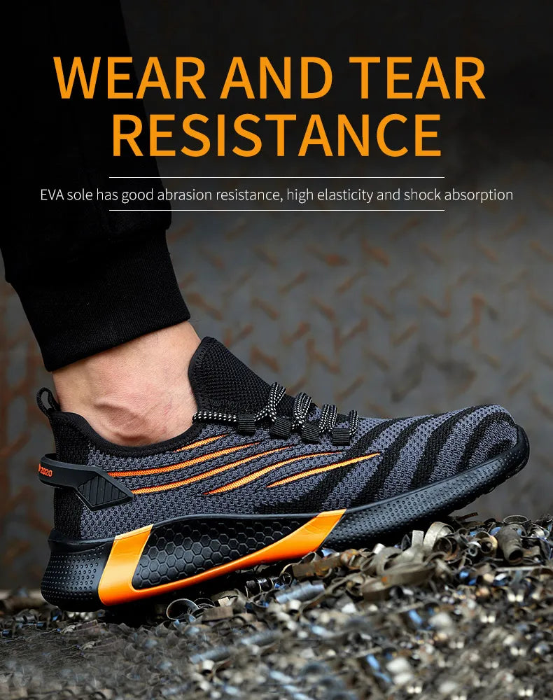 Men’s Safety Work Shoes – Anti-Puncture Indestructible Sneakers, Lightweight Protective Boots