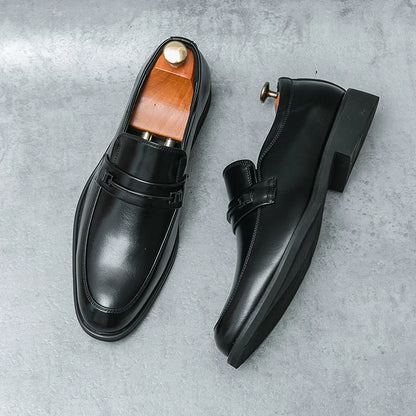 Men’s Formal Leather Loafers – Classic Slip-On Round Toe Dress Shoes