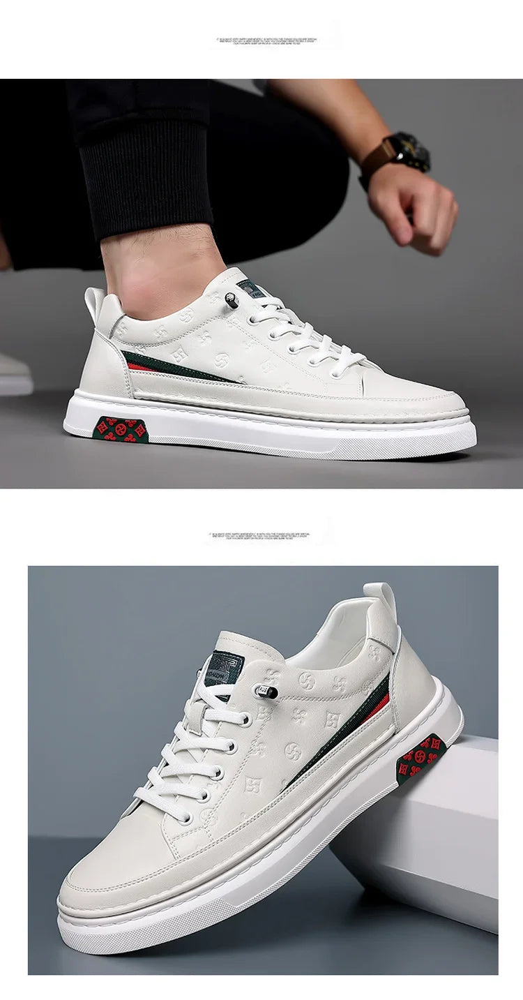 Men’s Genuine Leather Sneakers – 7cm Height Increasing, Casual Luxury