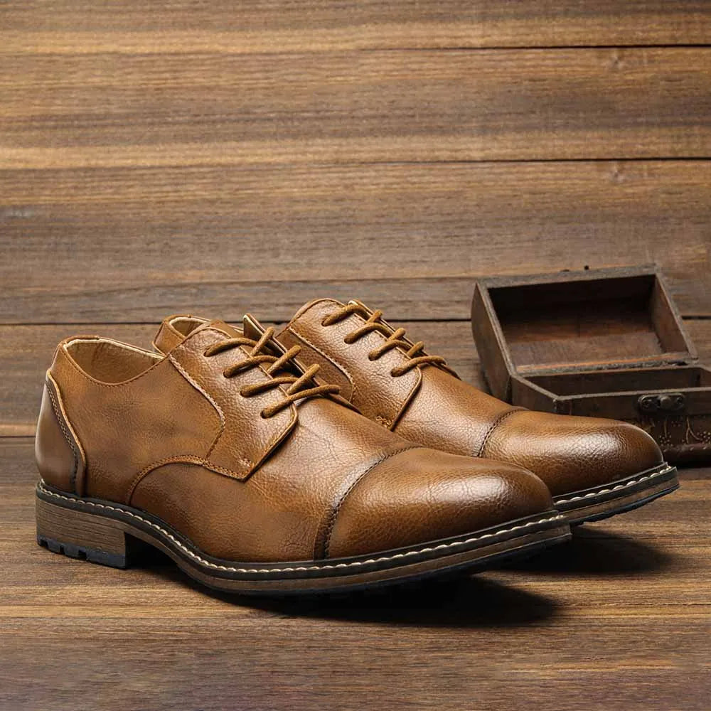 Retro Men's Derby Shoes 2024 New Men Casual shoes Fashion Men Leather Shoes #AL6604