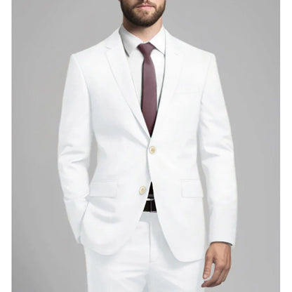 Elegant White Summer Suit – Slim Fit 2-Piece Style for Weddings, Parties & Formal Events