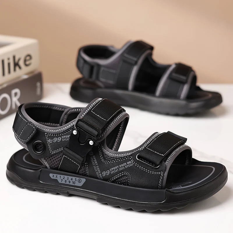 Handmade Men’s Summer Sandals – Genuine Leather Open-Toe Casual Shoes, Breathable Lightweight Outdoor Beach & Work Footwear