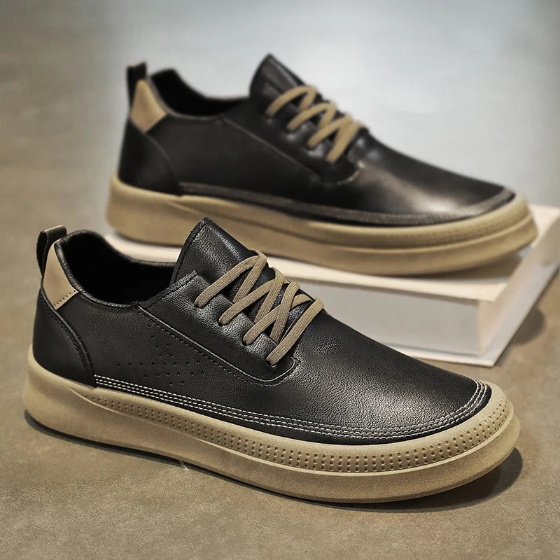 Outdoor Leather Men's Casual Shoes Fashion Breathable Slip-on man Loafers Comfortable Lazy Shoes Soft Flat Driving Walking Shoes