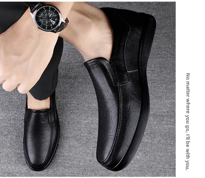 Men’s Business Casual Shoes – Handmade Layered Cowhide Leather with Durable Rubber Bottom for Office & Leisure
