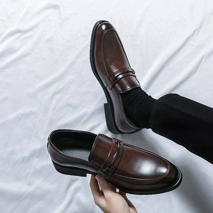Men’s Formal Leather Loafers – Classic Slip-On Round Toe Dress Shoes