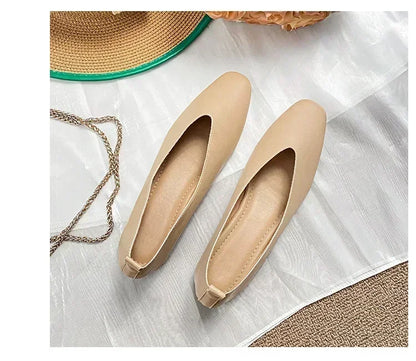 Women’s Genuine Leather Loafers – Low Heel, Round Toe, Casual Style