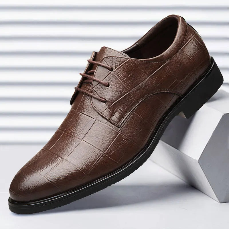 Men’s Leather Shoes – Classic Autumn Business Dress Shoes, British Style Comfort Casual Formal Wedding Footwear