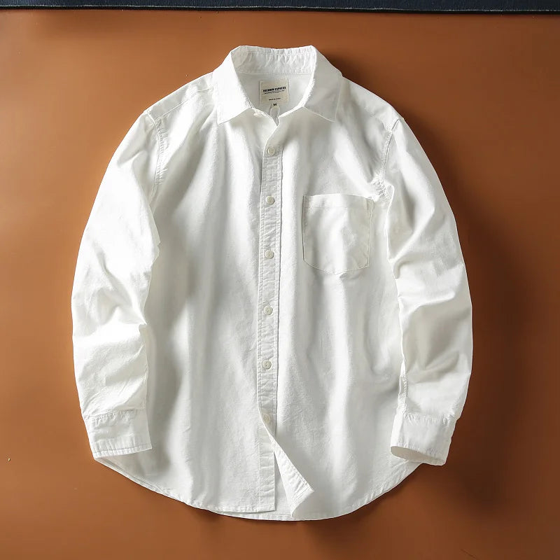 Japanese Short Sleeve Loose Fit Ox Cloth Men's Breathable Cotton