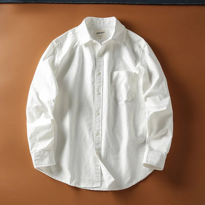 Japanese Short Sleeve Loose Fit Ox Cloth Men's Breathable Cotton