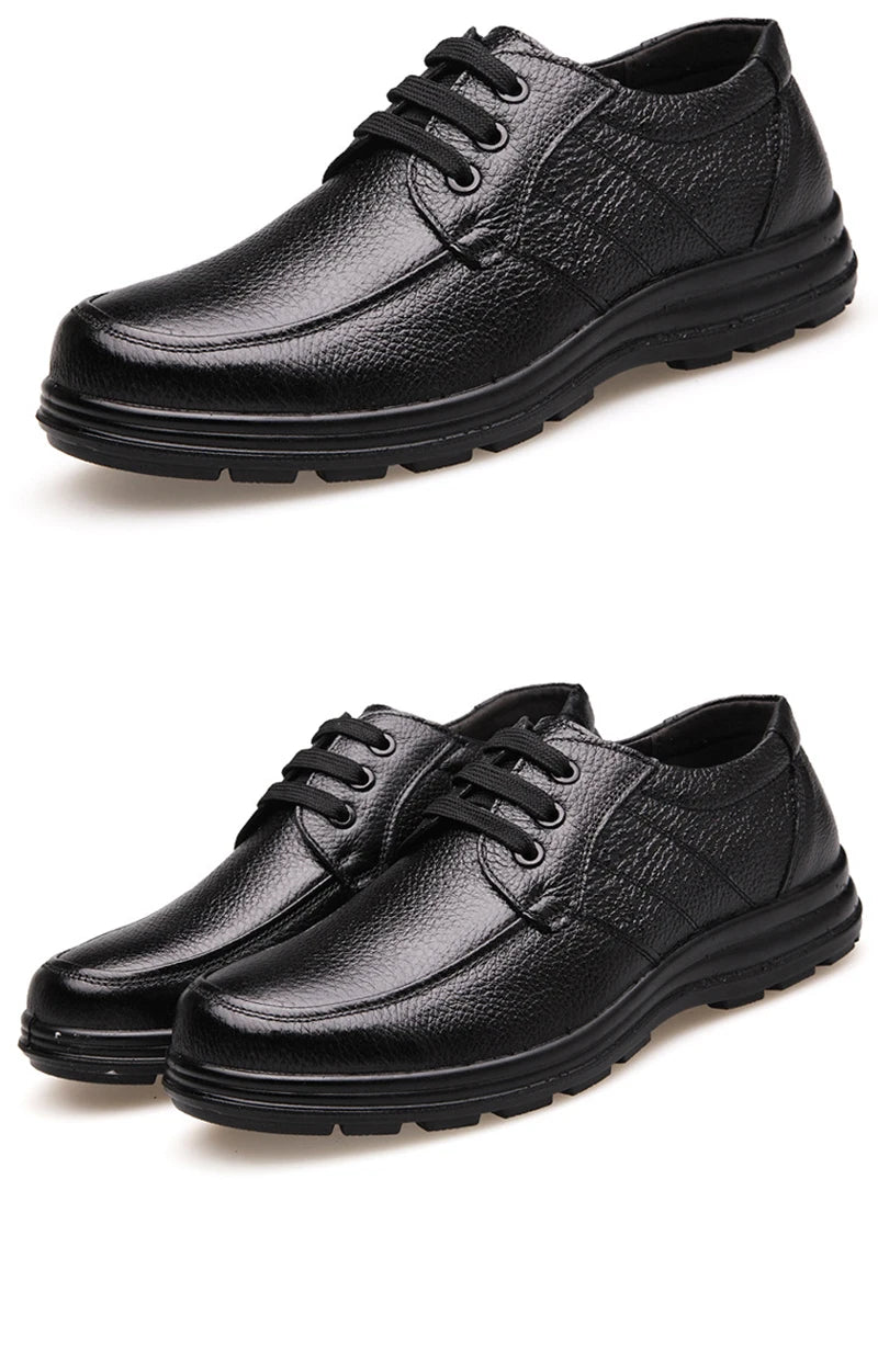 Men’s Genuine Leather Shoes – Soft Cowhide Flats for Business & Casual Wear