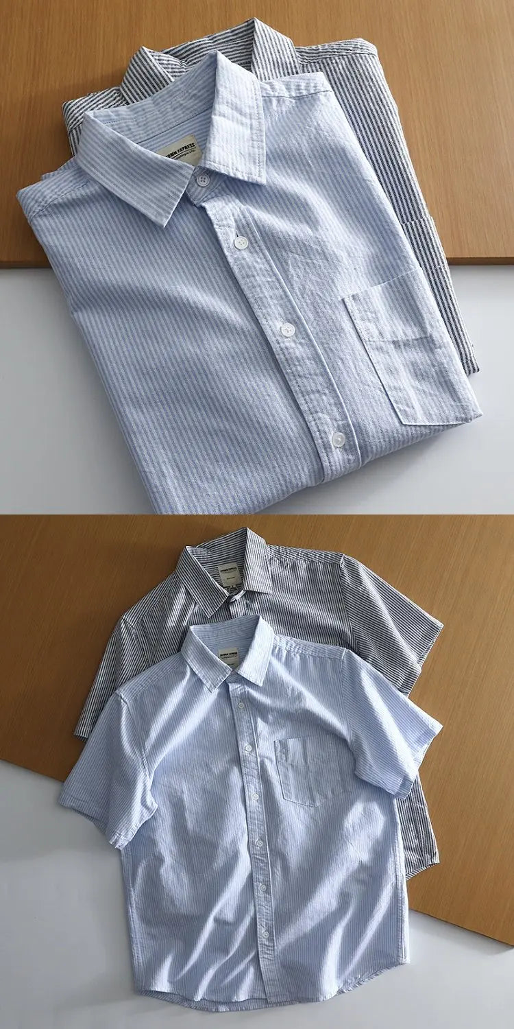 Classic Cotton Oxford Shirt – Effortless Stripes for Smart Summer Style