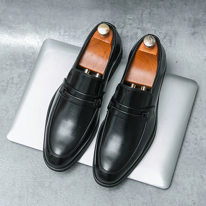 Men’s Formal Leather Loafers – Classic Slip-On Round Toe Dress Shoes