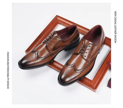 High Quality Height Increase Oxford Dress Shoes Men Genuine Cow Leather Suit Shoes Lift Brogues Wedding Formal Elevator Shoes