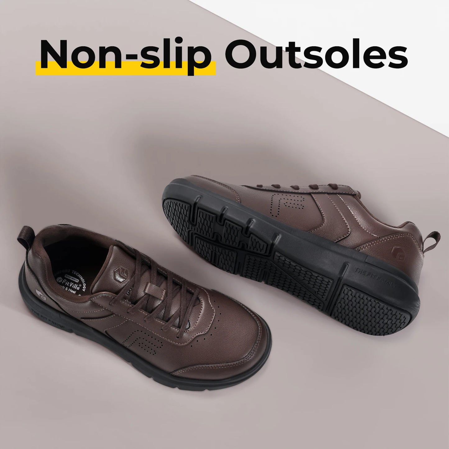 Fitville Wide Version Men's Leather Shoes Walking Shoes Oxford Shoes For Formal Business Shoe Comfortable All Day Wear