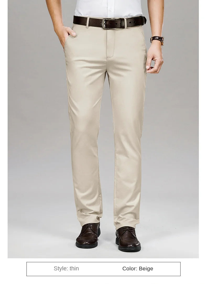 Cool & Comfortable Men’s Summer Trousers – Smart Bamboo Fiber Blend for Work or Casual