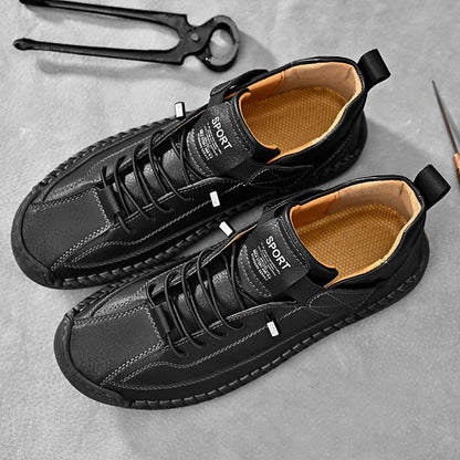 Handmade Leather Shoes for Men – Casual Slip-On Loafers, Breathable Fashion Moccasins, Comfortable Flats, Plus Sizes