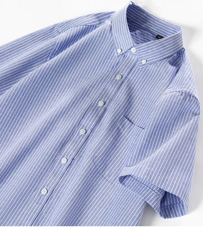 Men’s Luxury Oxford Shirt – 100% Cotton Short Sleeve Slim Fit Business Casual Top