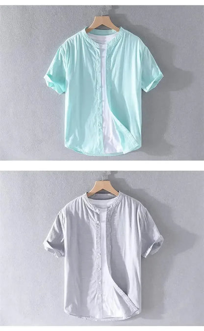 Relaxed Japanese Style Linen Shirt – Breezy Summer Comfort with Artistic Charm