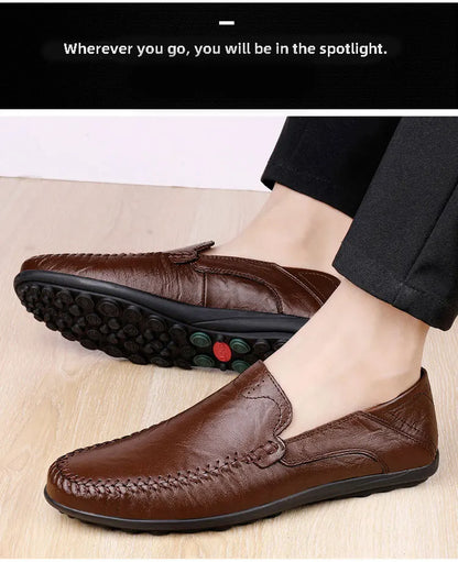CLOHOO Men’s Business Casual Leather Shoes – Comfortable Breathable Cowhide with Durable Rubber Sole