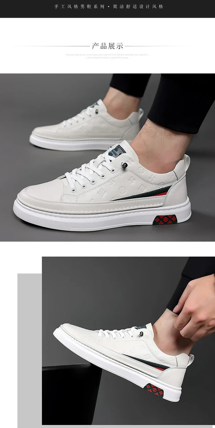Men’s Genuine Leather Sneakers – 7cm Height Increasing, Casual Luxury