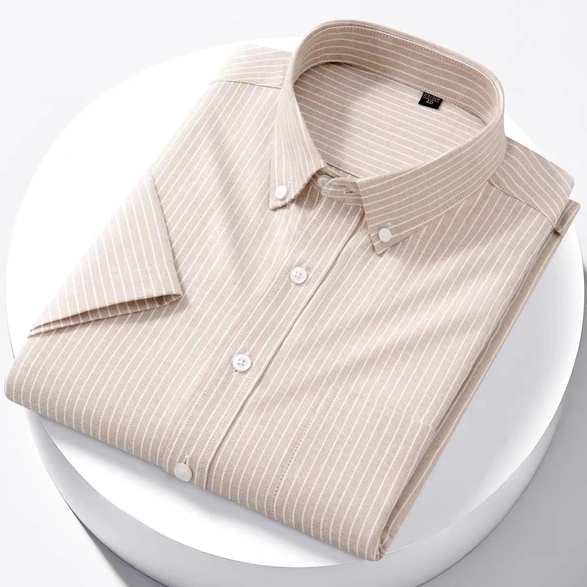 Men’s Luxury Oxford Shirt – 100% Cotton Short Sleeve Slim Fit Business Casual Top