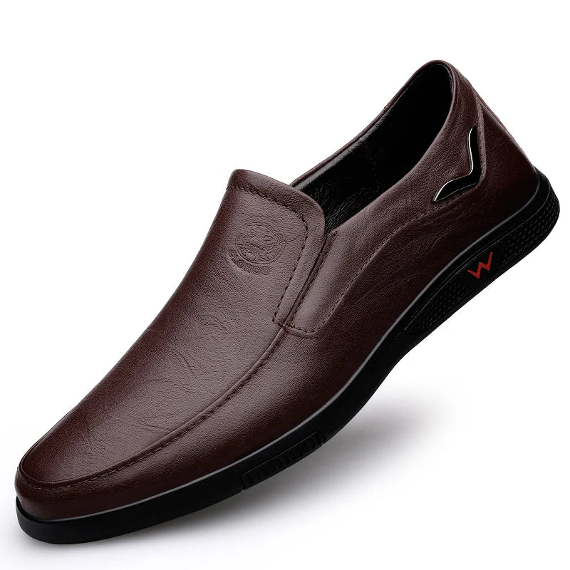 Men’s Business Casual Shoes – Handmade Layered Cowhide Leather with Durable Rubber Bottom for Office & Leisure
