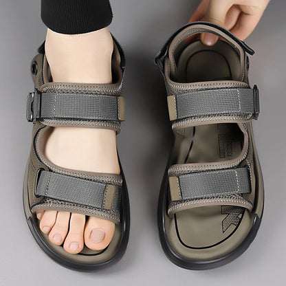 Handmade Men’s Summer Sandals – Genuine Leather Open-Toe Casual Shoes, Breathable Lightweight Outdoor Beach & Work Footwear