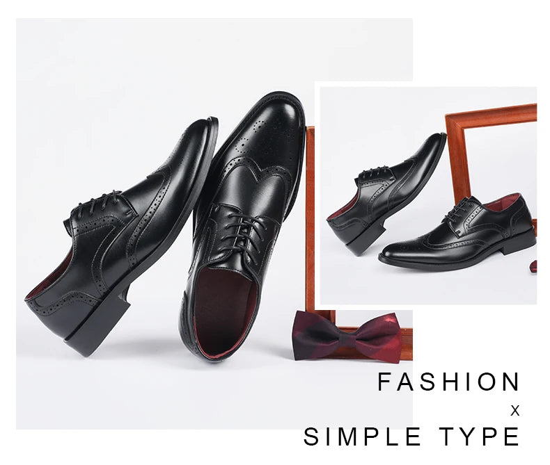 High Quality Height Increase Oxford Dress Shoes Men Genuine Cow Leather Suit Shoes Lift Brogues Wedding Formal Elevator Shoes