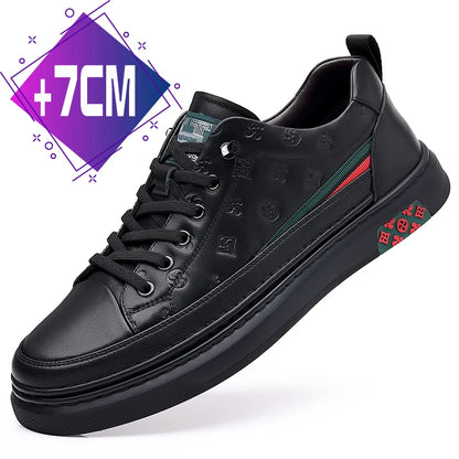 Men’s Genuine Leather Sneakers – 7cm Height Increasing, Casual Luxury