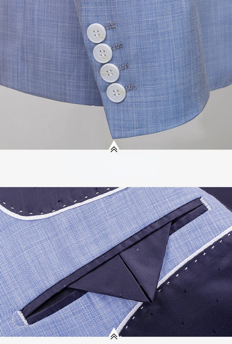 Men’s 3-Piece Slim Fit Suit – Summer Formal Set with Blazer, Vest & Pants
