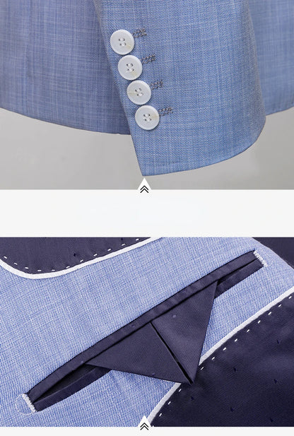 Men’s 3-Piece Slim Fit Suit – Summer Formal Set with Blazer, Vest & Pants