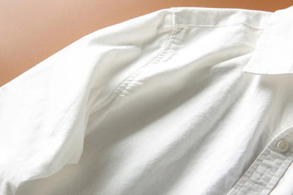 Japanese Short Sleeve Loose Fit Ox Cloth Men's Breathable Cotton