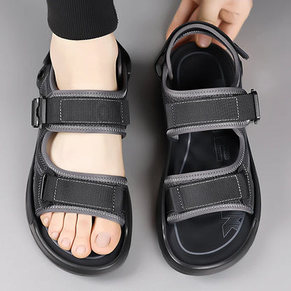 Handmade Men’s Summer Sandals – Genuine Leather Open-Toe Casual Shoes, Breathable Lightweight Outdoor Beach & Work Footwear