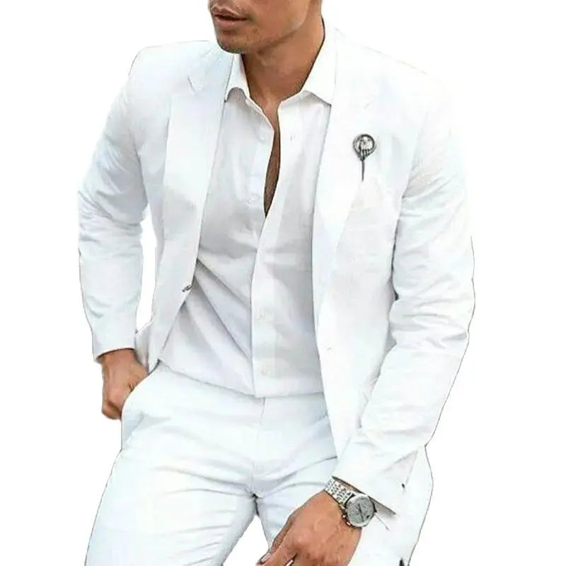 Elegant White Summer Suit – Slim Fit 2-Piece Style for Weddings, Parties & Formal Events