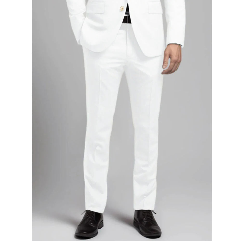 Elegant White Summer Suit – Slim Fit 2-Piece Style for Weddings, Parties & Formal Events