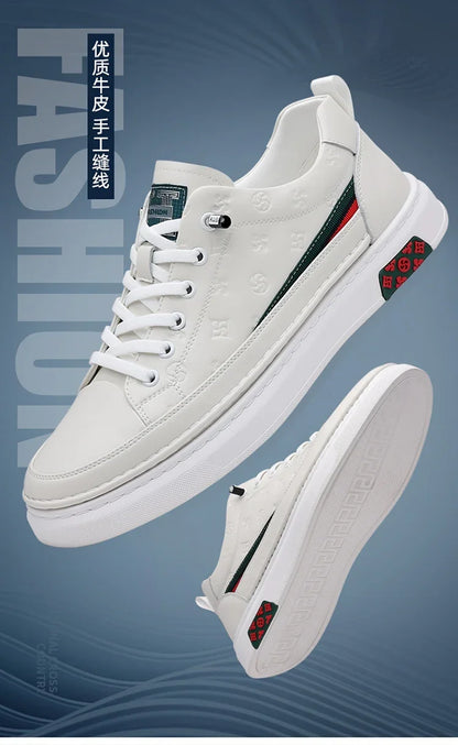 Men’s Genuine Leather Sneakers – 7cm Height Increasing, Casual Luxury