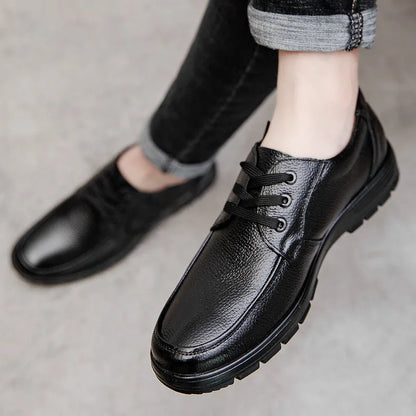 Men’s Genuine Leather Shoes – Soft Cowhide Flats for Business & Casual Wear